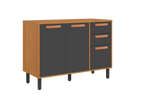 Base Kitchen Wooden Cabinet/Cupboard with 3 Doors + 2 Drawers in Cinnamon Finish - Napoles Graphite Flat Pack DIY