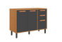 Base Kitchen Wooden Cabinet/Cupboard with 3 Doors + 2 Drawers in Cinnamon Finish - Napoles Graphite Flat Pack DIY
