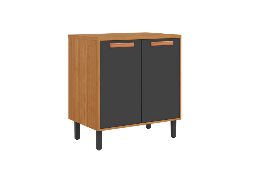 Base Kitchen Wooden Cabinet/Cupboard with 2 Doors in Cinnamon Finish - Napoles Graphite Flat Pack DIY