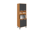 Flat Pack DIY Wooden Kitchen Cupboard/Pantry with 4 Doors + 6 Shelves in Graphite and Cinnamon Finish - Napoles