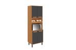 Flat Pack DIY Wooden Kitchen Cupboard/Pantry with 4 Doors + 6 Shelves in Graphite and Cinnamon Finish - Napoles