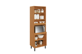 Flat Pack DIY Wooden Kitchen Cupboard/Pantry with 4 Doors + 6 Shelves in Graphite and Cinnamon Finish - Napoles