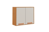 Flat Pack DIY Wooden Kitchen Wall Cabinet with 2 Doors + 2 Shelves in White and Cinnamon Finish - Napoles