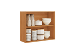 Flat Pack DIY Wooden Kitchen Wall Cabinet with 2 Doors + 2 Shelves in White and Cinnamon Finish - Napoles