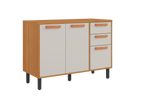 Base Kitchen Wooden Cabinet/Cupboard with 3 Doors + 2 Drawers in Cinnamon Finish - Napoles White Flat Pack DIY
