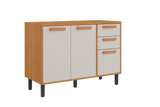 Base Kitchen Wooden Cabinet/Cupboard with 3 Doors + 2 Drawers in Cinnamon Finish - Napoles White Flat Pack DIY