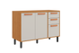 Base Kitchen Wooden Cabinet/Cupboard with 3 Doors + 2 Drawers in Cinnamon Finish - Napoles White Flat Pack DIY