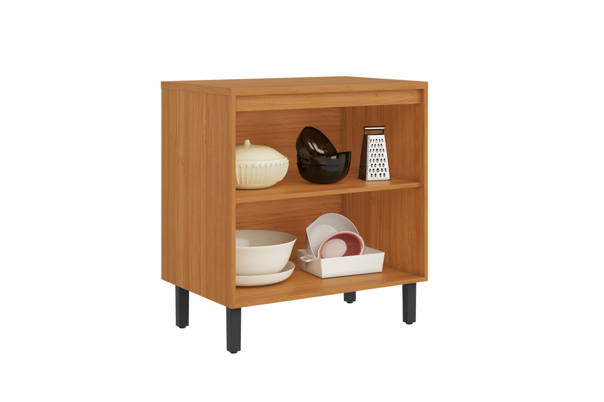 Base Kitchen Wooden Cabinet/Cupboard with 2 Doors in Cinnamon Finish - Napoles White Flat Pack DIY