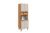Flat Pack DIY Wooden Kitchen Cupboard/Pantry with 4 Doors + 6 Shelves in White and Cinnamon Finish - Napoles