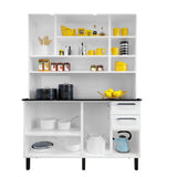 Free Standing White Flat Pack DIY Steel Kitchen Cupboard/Pantry with 8 Doors + 2 Drawers - Florenca