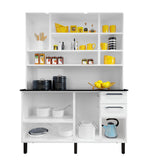 Free Standing White Flat Pack DIY Steel Kitchen Cupboard/Pantry with 8 Doors + 2 Drawers - Florenca - Side View