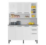 Free Standing White Flat Pack DIY Steel Kitchen Cupboard/Pantry with 8 Doors + 2 Drawers - Florenca
