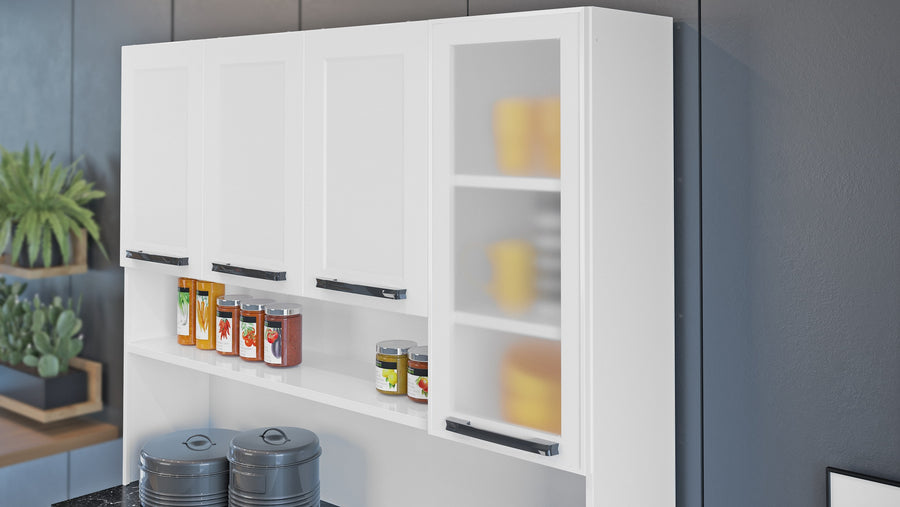 Free Standing White Flat Pack DIY Steel Kitchen Cupboard/Pantry with 8 Doors + 2 Drawers - Florenca