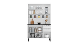 Free Standing Steel Kitchen Cabinet/Cupboard with Countertop Storage - Pratika White Flatpack DIY - Low Angle