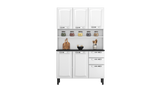 Free Standing Steel Kitchen Cabinet/Cupboard with Countertop Storage - Pratika White Flatpack DIY - Extra Image