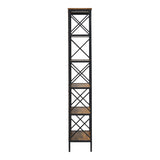 6 Tier Tall Bookshelf, Rustic Brown - 45-Degree Angle