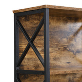 6 Tier Tall Bookshelf, Rustic Brown - Close-Up Angle