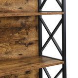 6 Tier Tall Bookshelf, Rustic Brown - Low Angle
