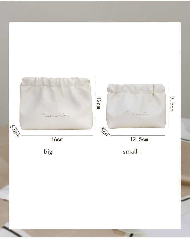 Leather Cosmetic Bag Set, Big & Small "Twinkle Little Star" Makeup Organizer for Travel & Daily Use(brown)