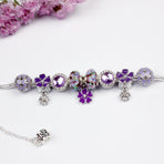 Purple Floral Pendant Bracelet(18cm)