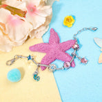 Rhinestone Star Alloy Bracelet with Mermaid & Turtle Charms Cute Pig & Glass Beads Jewelry(18cm)