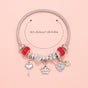 Charm Bracelet with Heart, Four-Leaf Clover & Rhinestone Beads(red)