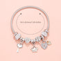 Charm Bracelet with Heart, Four-Leaf Clover & Rhinestone Beads(silver)