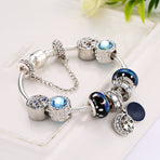 Blue Starry Sky Charm Bracelet with Moon & Star Pendant(20cm)