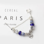 Romantic Love Heart Pendant Bracelet with Rhinestones, Glass Beads(19cm)