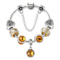Yellow Zircon Heart Glass Beaded Bracelet with Rhinestones(20cm)