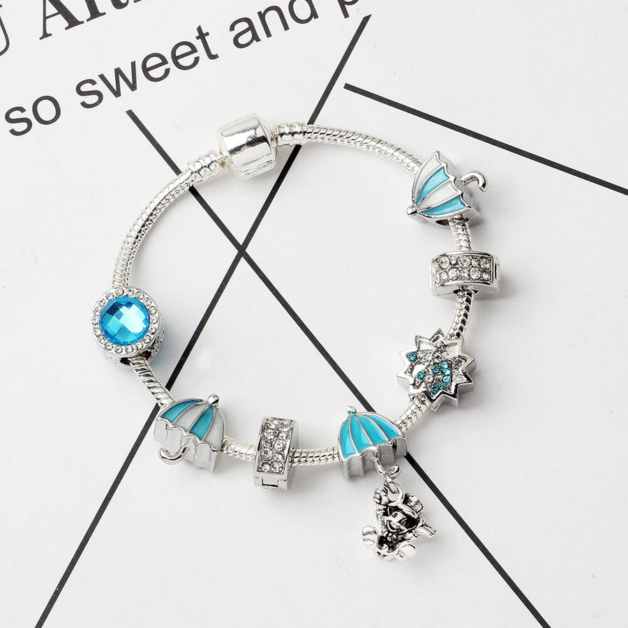 Anime Character Colorful Umbrella Alloy Charm Bracelet with Rhinestones(18cm)