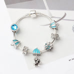 Anime Character Colorful Umbrella Alloy Charm Bracelet with Rhinestones(18cm)