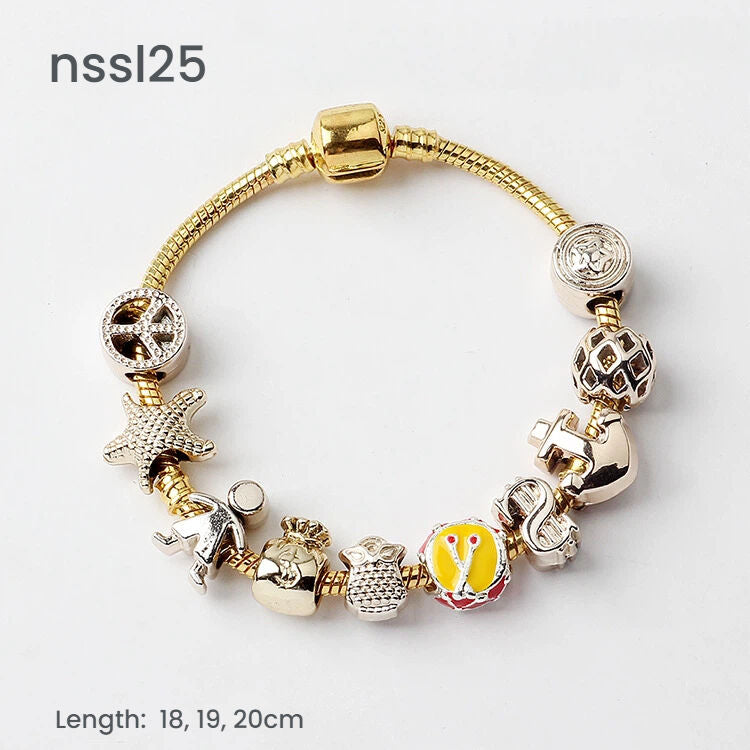 10 Styles Charm Bracelets Set: Colorful Alloy & Glass Beaded Bracelets,Buy 3 for Better Price(triple)