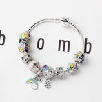 Sky-themed Heart Wreath Rainbow Pendant Alloy Bracelet(19cm)