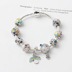 Sky-themed Heart Wreath Rainbow Pendant Alloy Bracelet(19cm)