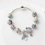 Sky-themed Heart Wreath Rainbow Pendant Alloy Bracelet(19cm)