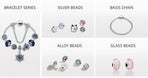 Fashion Charm Bracelet with Snowflake, Crystal, Rhinestone Beads & Hollow Star Zircon Pendant(18cm)