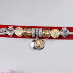 Crystal Bead & Tree of Life Pendant Bracelet with Rhinestones(20cm)