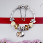 Crystal Bead & Tree of Life Pendant Bracelet with Rhinestones(20cm)
