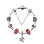 Red Zircon Beaded Christmas Tree Pendant Alloy Bracelet(18cm)