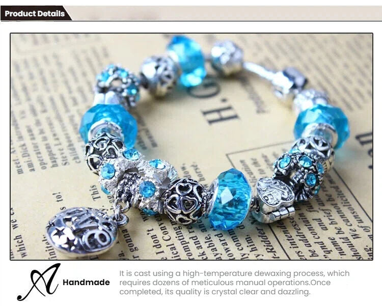 Vintage Crystal Zircon Beaded Bracelet with Hollow LOVE Alloy Pendant, Adjustable Snake Chain Bracelet(18cm+5cm)