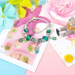 Colorful Cat Eye Glass Bead Clover Pendant Bracelet(17cm)