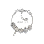Adjustable Lobster Clasp Bracelet with Zircon Hollow Ball, Square, Flower & Heart Key Charms(18cm)