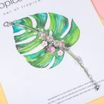 Chic Pink Crystal Beaded Bracelet with Magnolia & Star Pendant(17cm)