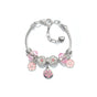 Chic Pink Crystal Beaded Bracelet with Magnolia & Star Pendant(19cm)