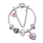 Heart Charm Beaded Bracelet with Crystals(17cm)