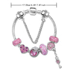 Classic Rhinestone-Inlaid Glass Bead Dreamcatcher Bracelet(pink-16cm)