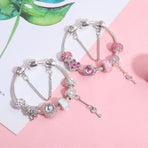 Classic Rhinestone-Inlaid Glass Bead Dreamcatcher Bracelet(pink-16cm)