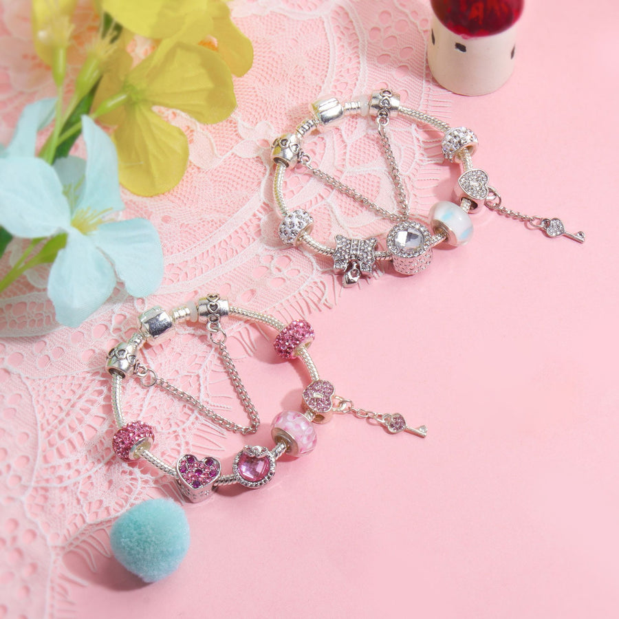 Classic Rhinestone-Inlaid Glass Bead Dreamcatcher Bracelet(silver-16cm)