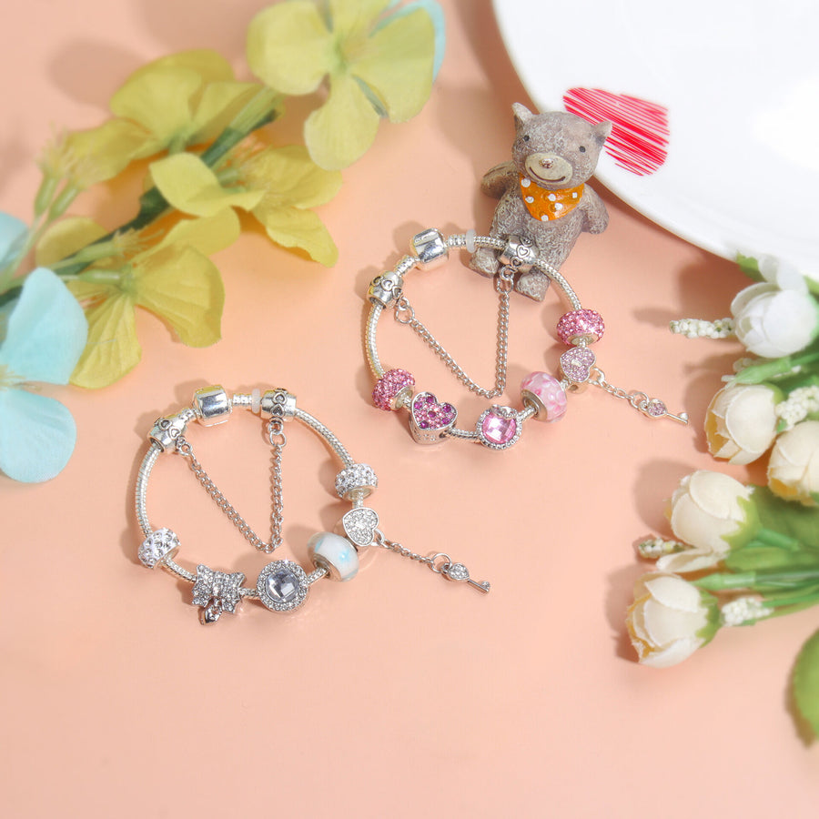 Classic Rhinestone-Inlaid Glass Bead Dreamcatcher Bracelet(silver-16cm)